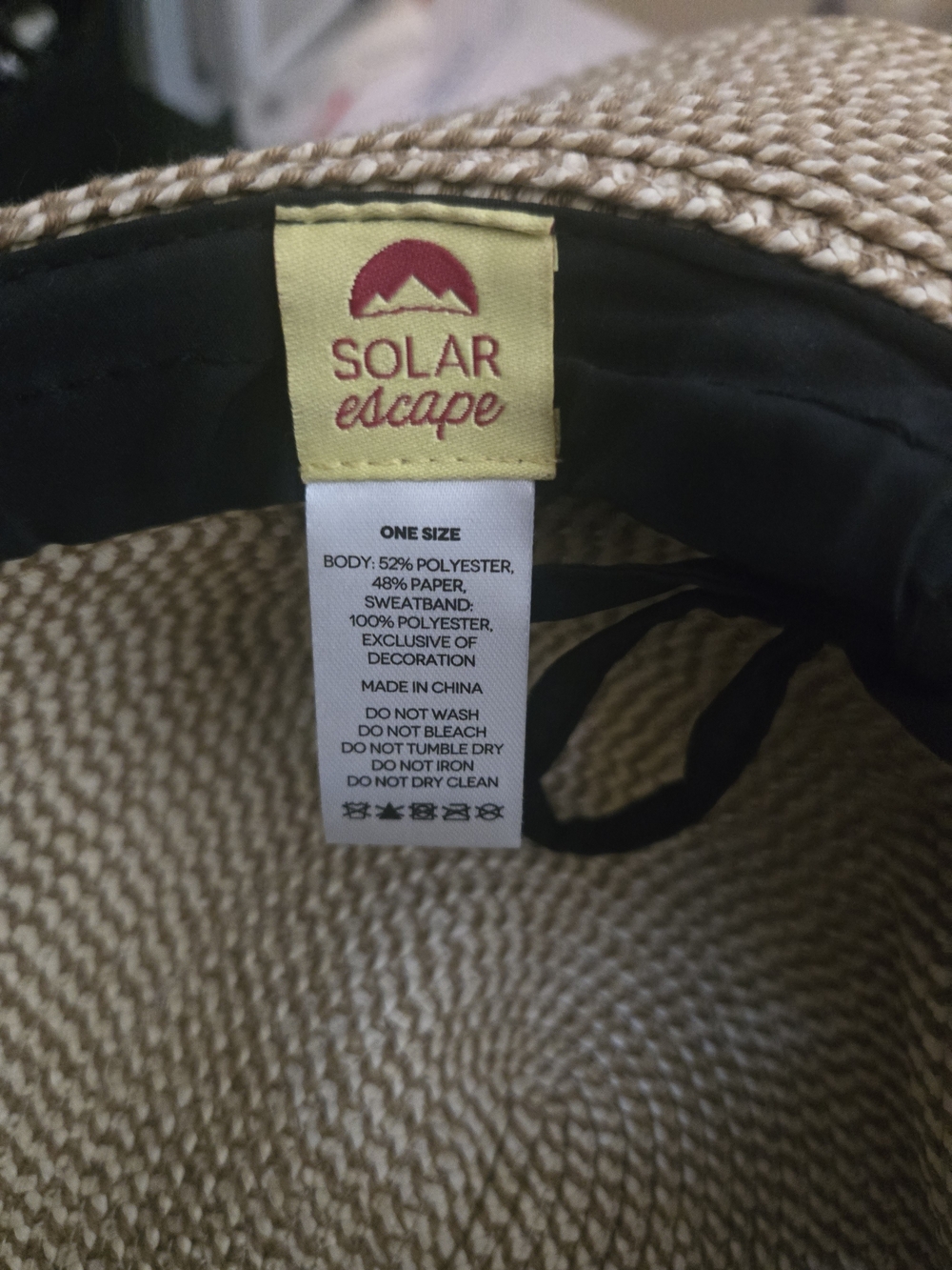 Woven Straw Sun Hat with Chin Strap - Natural - Picture 2 of 2